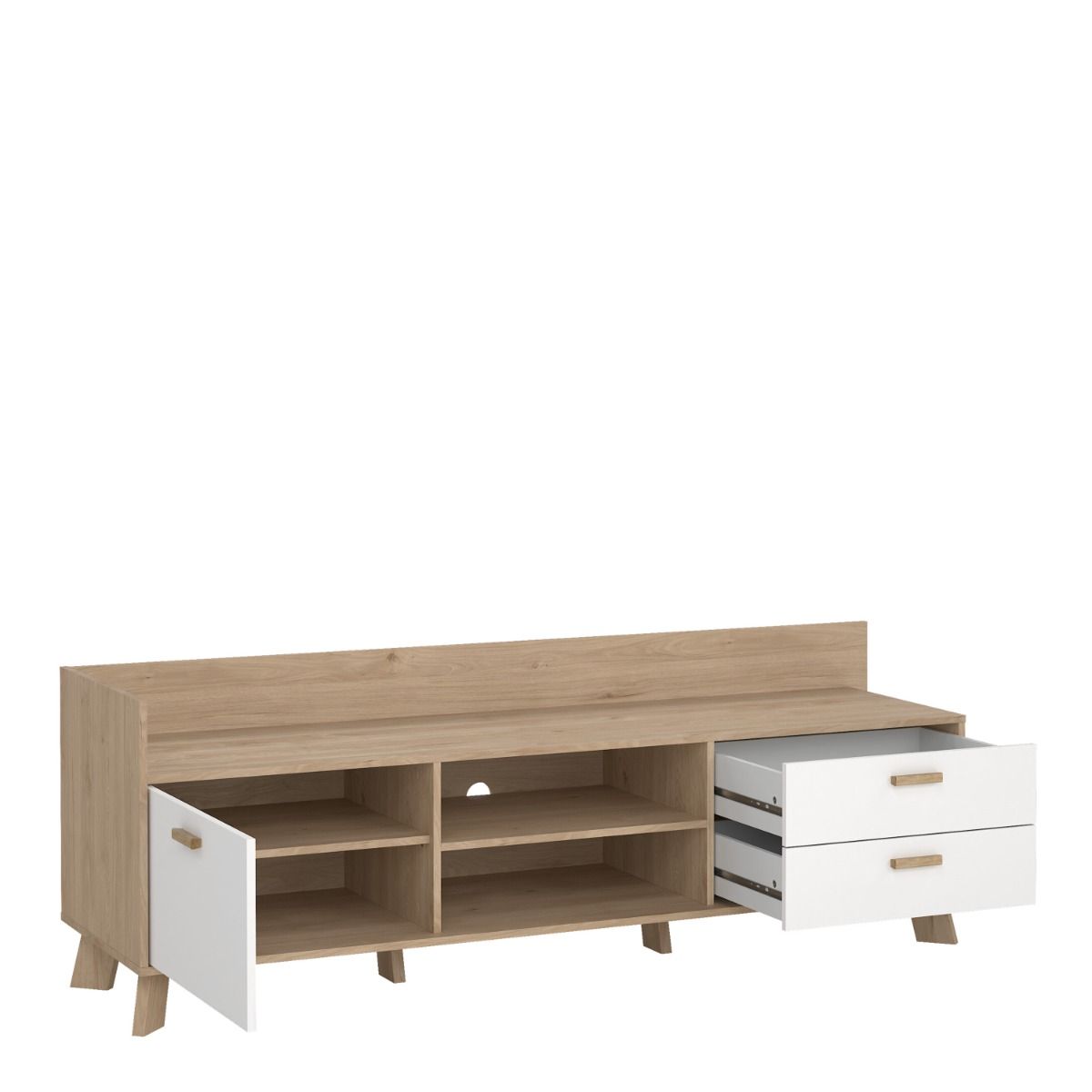 Ikast TV Unit 1 Door 2 Drawers in Jackson Hickory and White