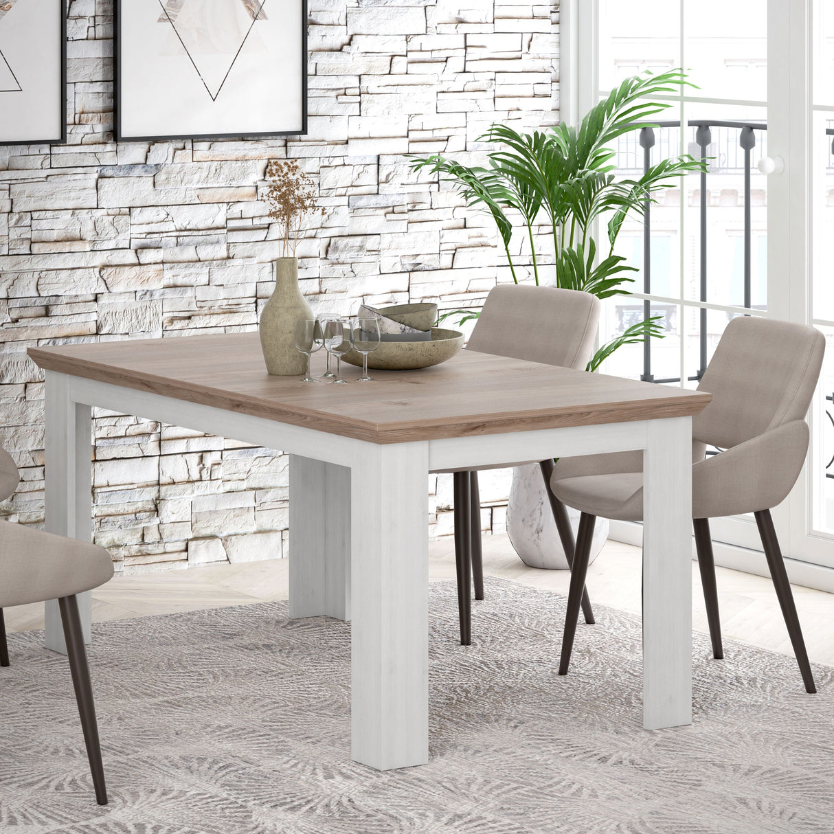 Illopa Extending Dining Table in Brown Nelson/Snowy Brown 160-207cm