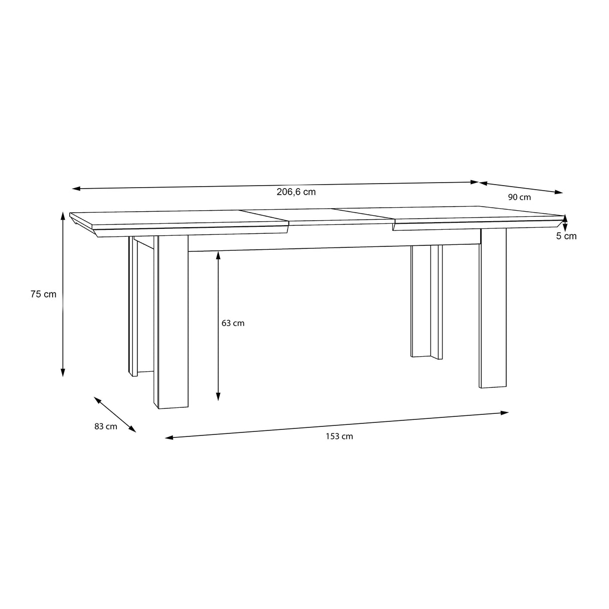 Illopa Extending Dining Table in Brown Nelson/Snowy Brown 160-207cm