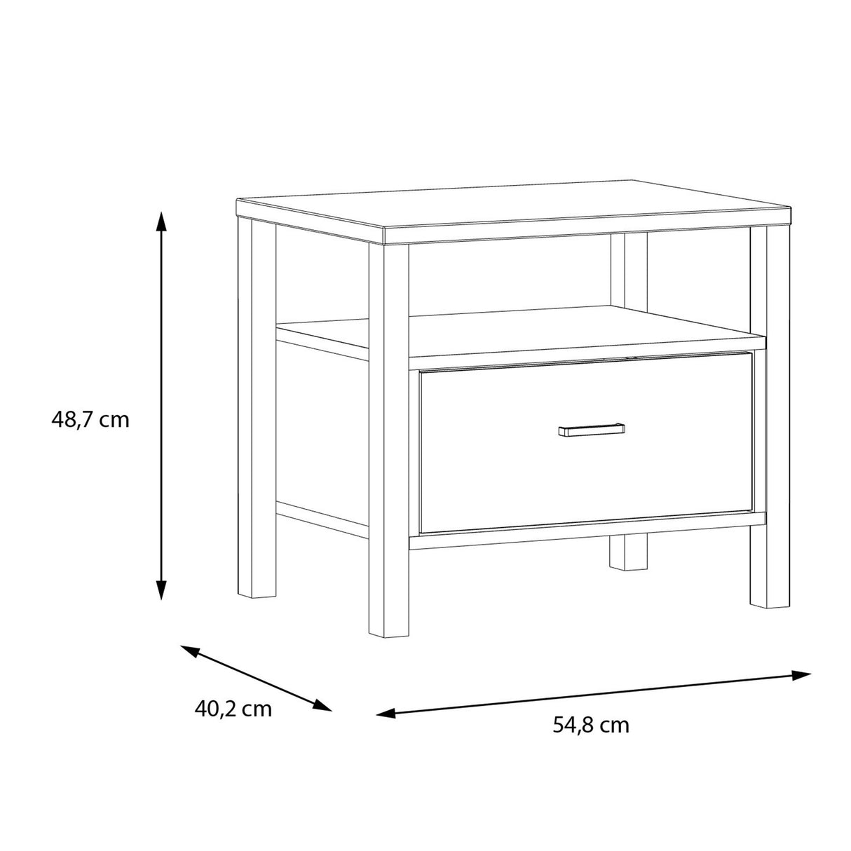 High Rock Bedside in Matt Black/Riviera Brown