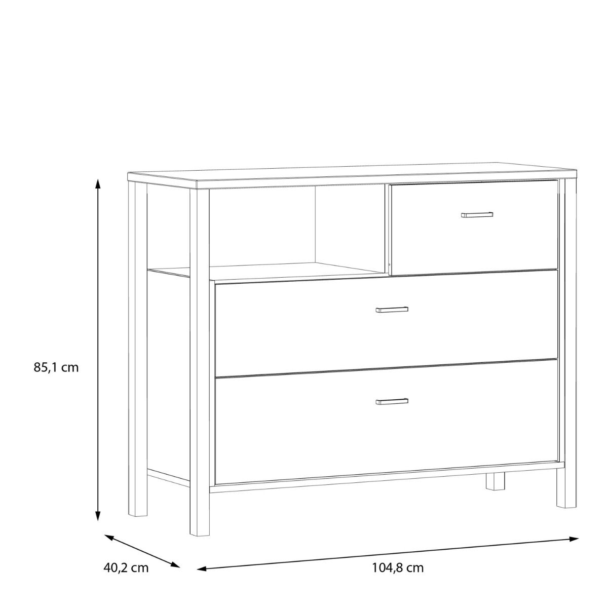 High Rock Chest of 3 Drawers in Matt Black/Riviera Brown