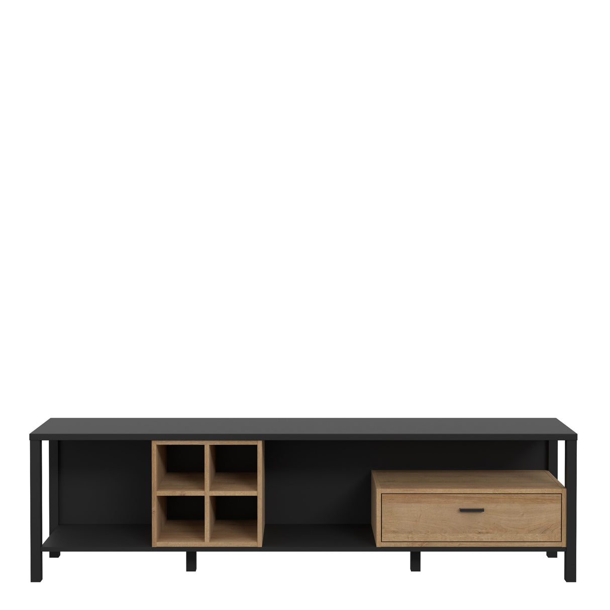 High Rock Wide TV Unit in Matt Black/Riviera Brown