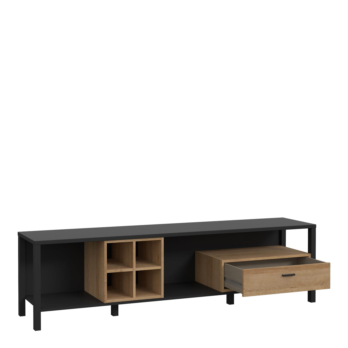High Rock Wide TV Unit in Matt Black/Riviera Brown