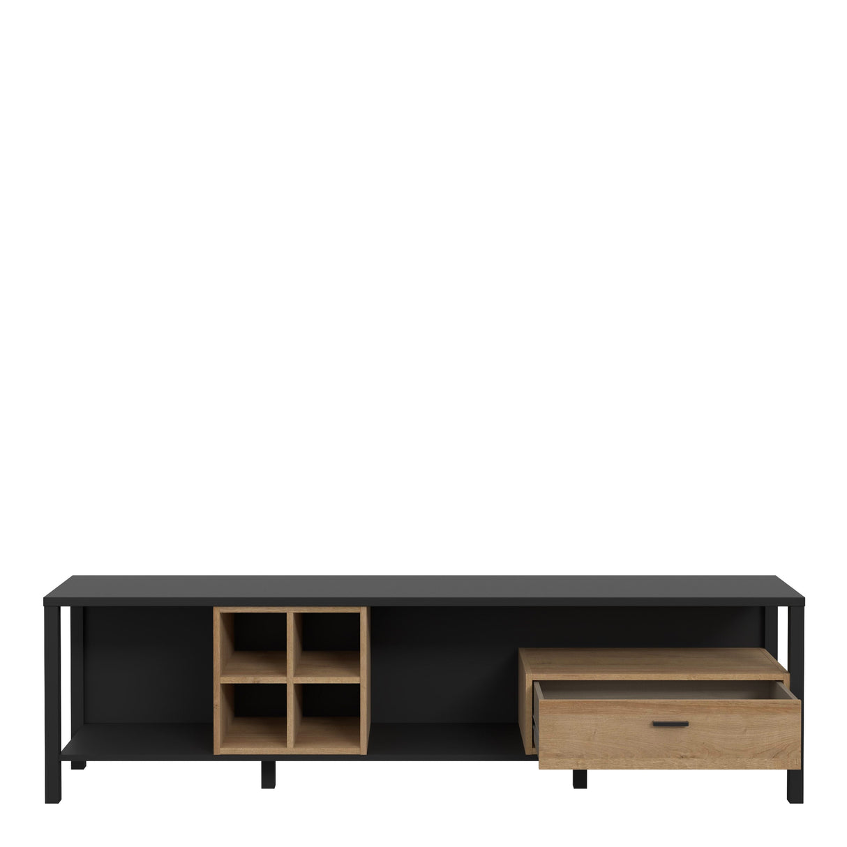 High Rock Wide TV Unit in Matt Black/Riviera Brown