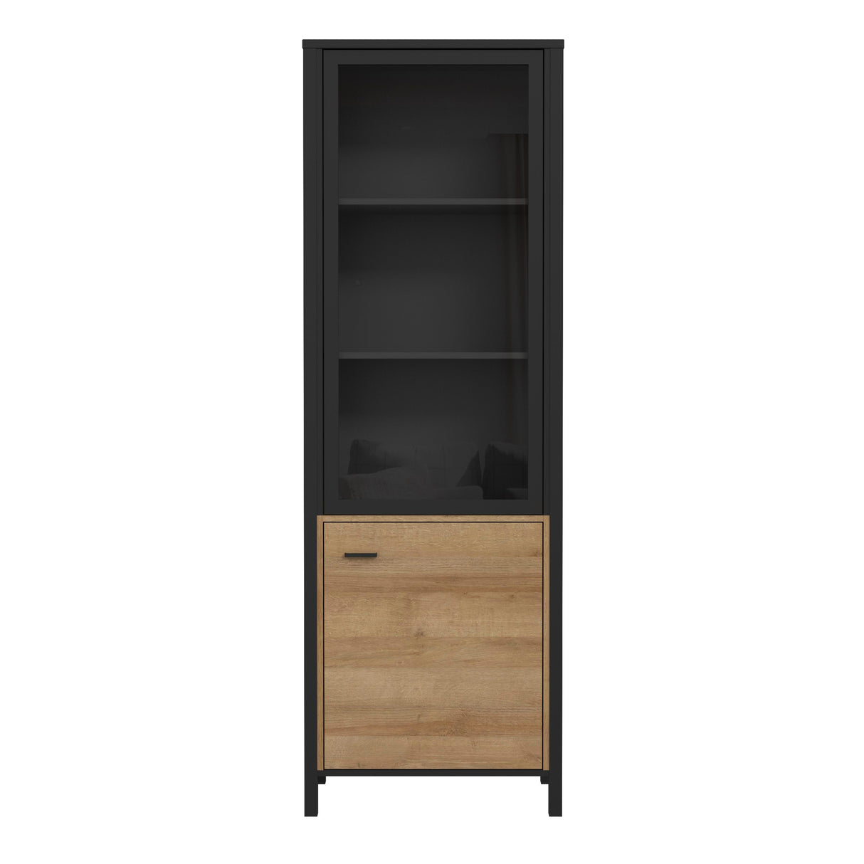 High Rock Wide Display Cabinet in Matt Black/Riviera Brown