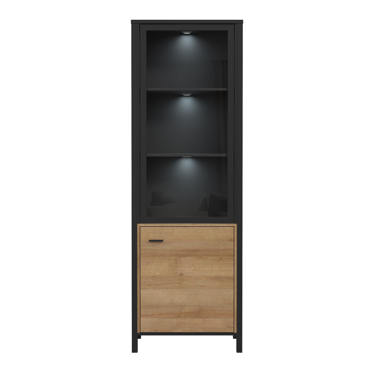 High Rock Wide Display Cabinet in Matt Black/Riviera Brown
