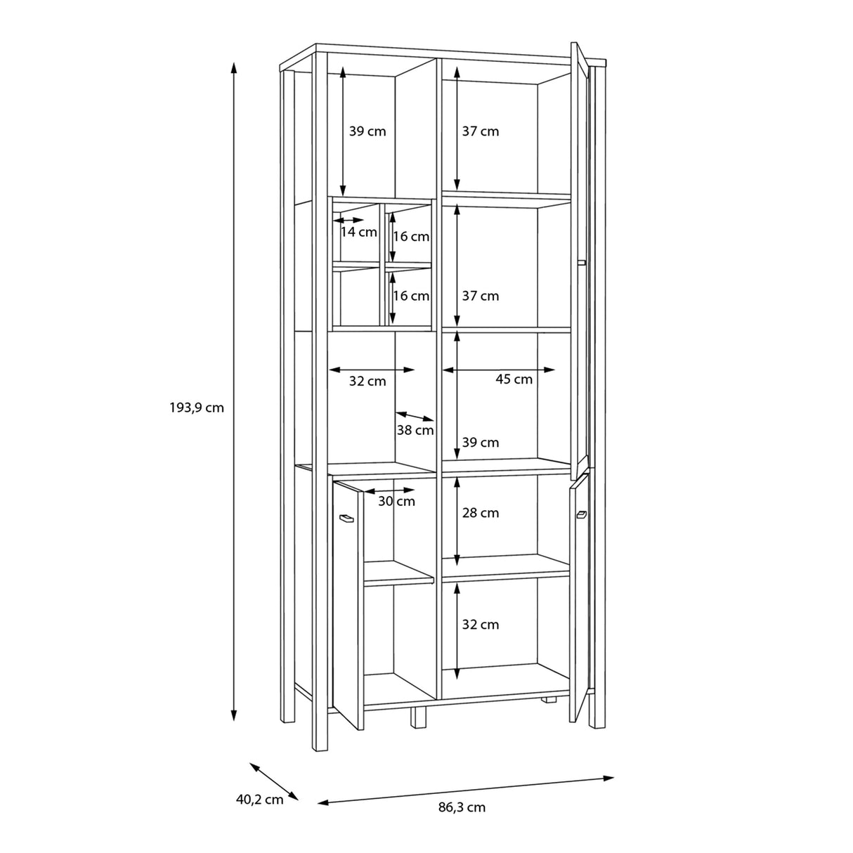High Rock Display Cabinet in Matt Black/Riviera Brown