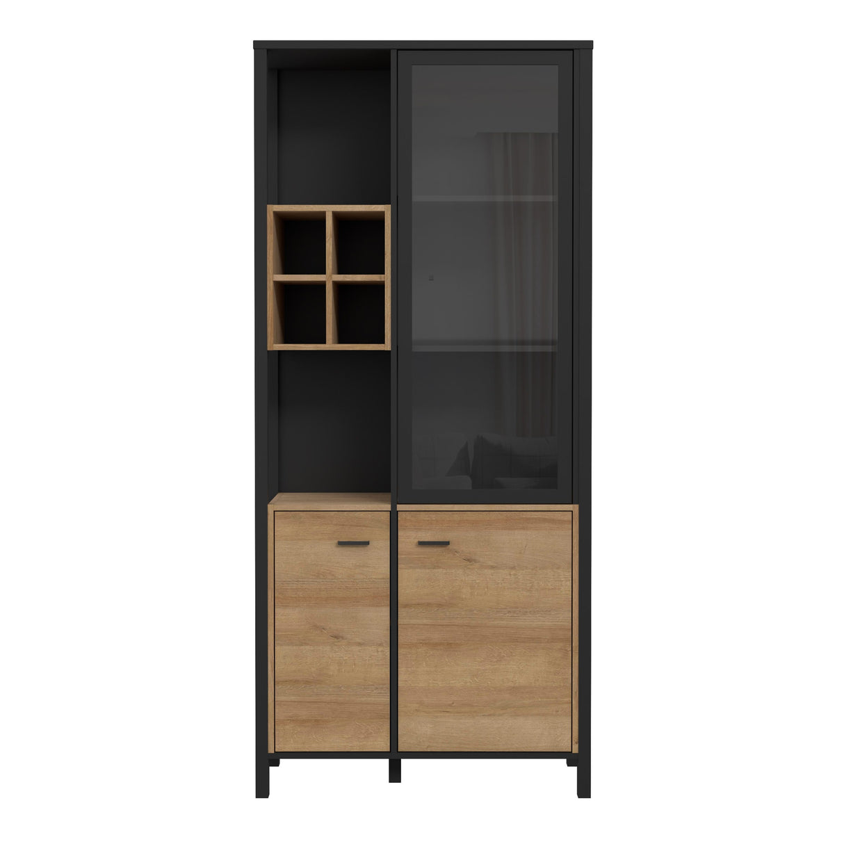 High Rock Display Cabinet in Matt Black/Riviera Brown