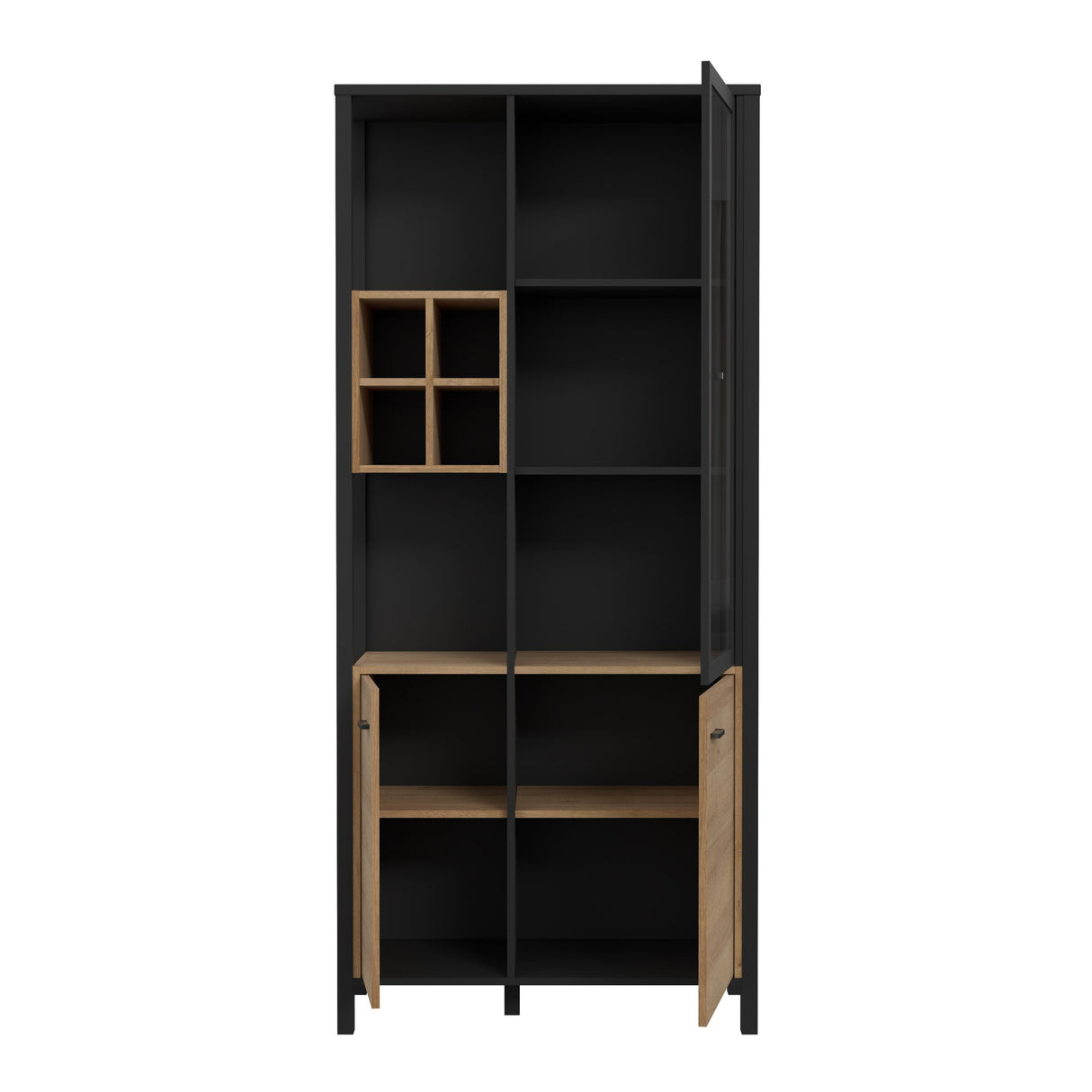 High Rock Display Cabinet in Matt Black/Riviera Brown