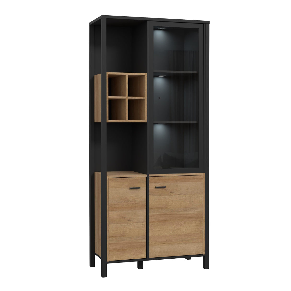 High Rock Display Cabinet in Matt Black/Riviera Brown