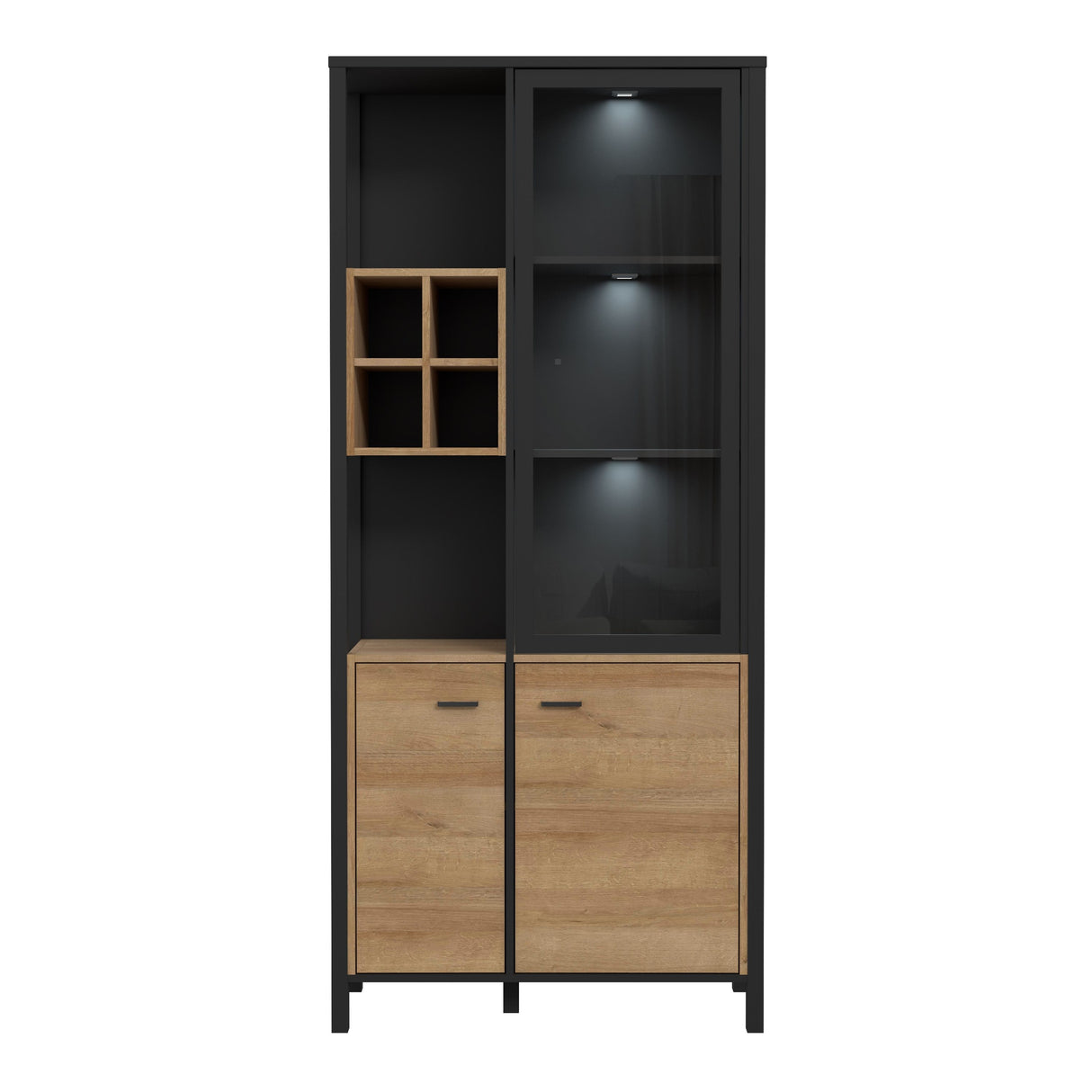High Rock Display Cabinet in Matt Black/Riviera Brown