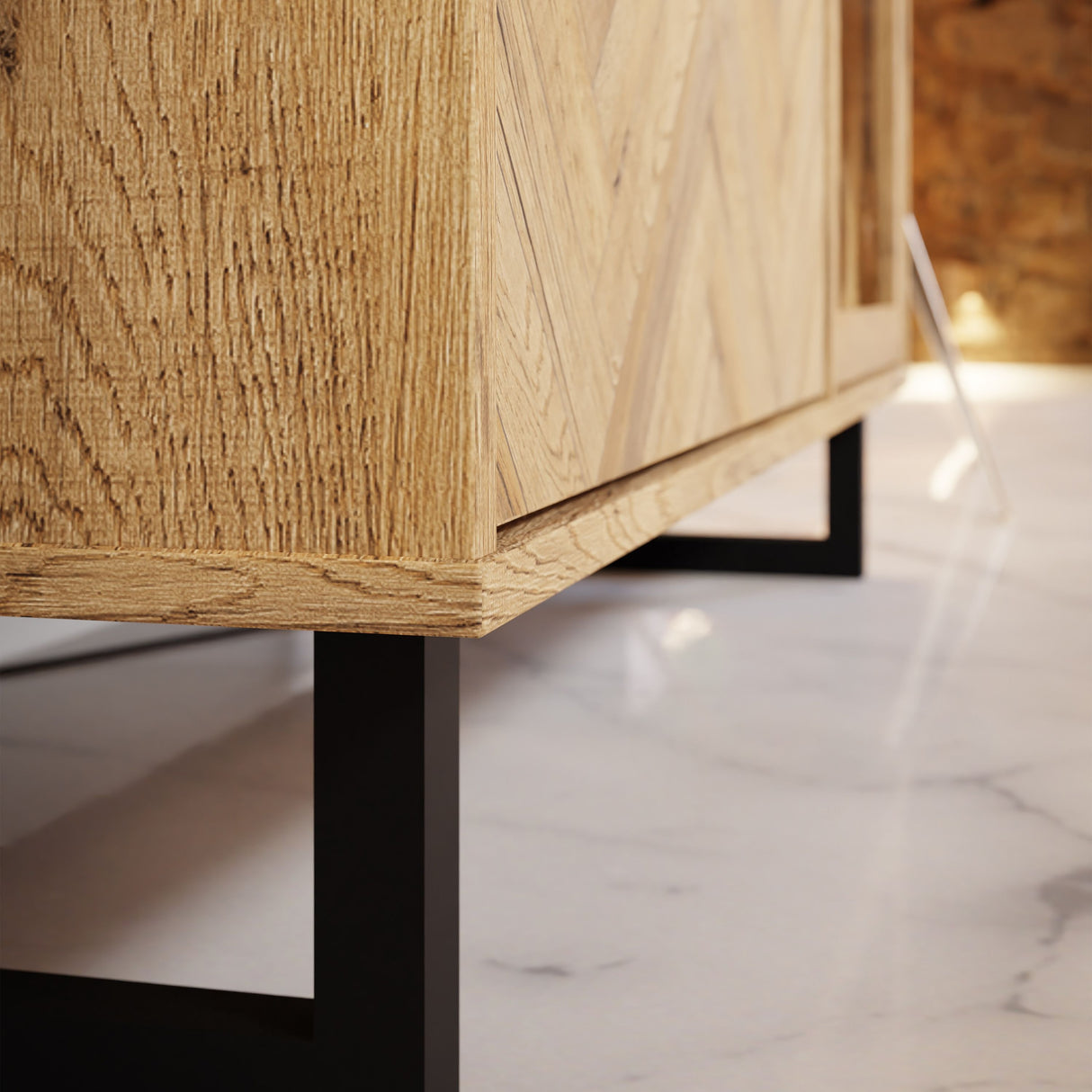Nikomedes Sideboard in Spica Brown/Matt Black/Bartex Brown