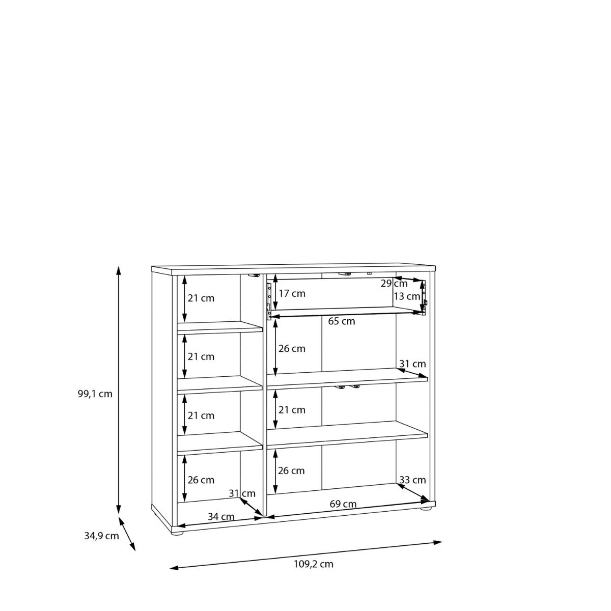 Alice Springs Sideboard with 3 Doors Push-to-Open & 1 Drawer Push-to-Open in Sand