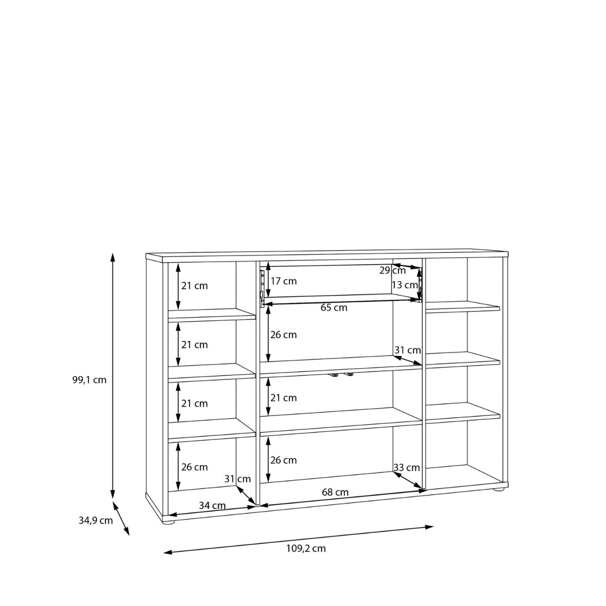Alice Springs Sideboard with 4 Doors Push-to-Open & 1 Centralised Drawer Push-to-Open in Sand