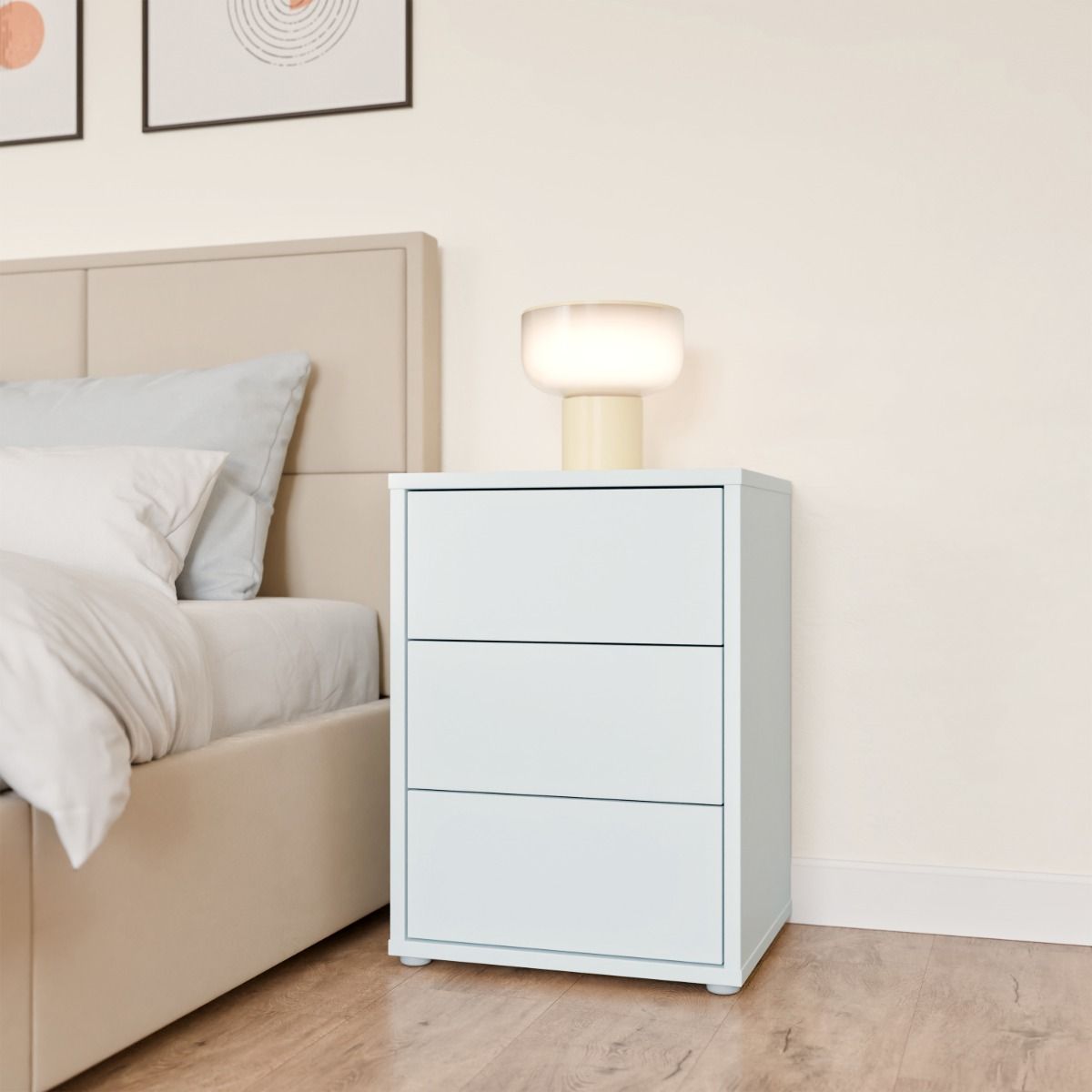 Alice Springs Bedside Cabinet with 3 Drawers Push-to-Open