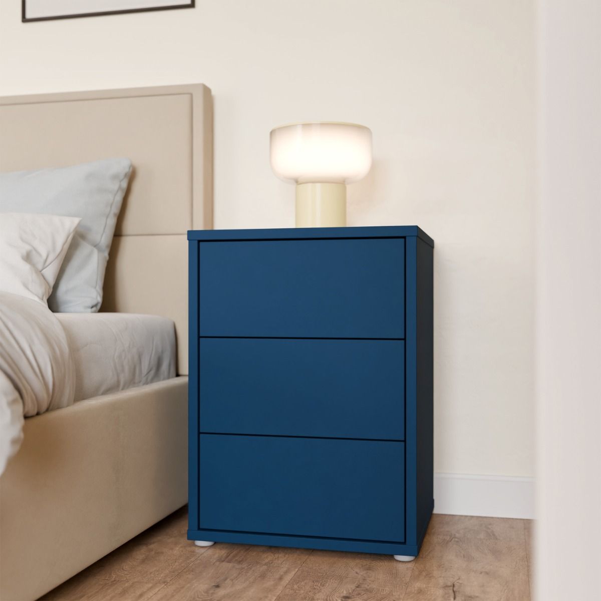 Alice Springs Bedside Cabinet with 3 Drawers Push-to-Open