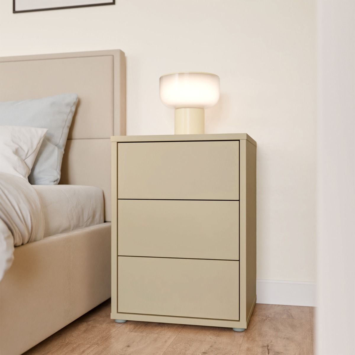 Alice Springs Bedside Cabinet with 3 Drawers Push-to-Open