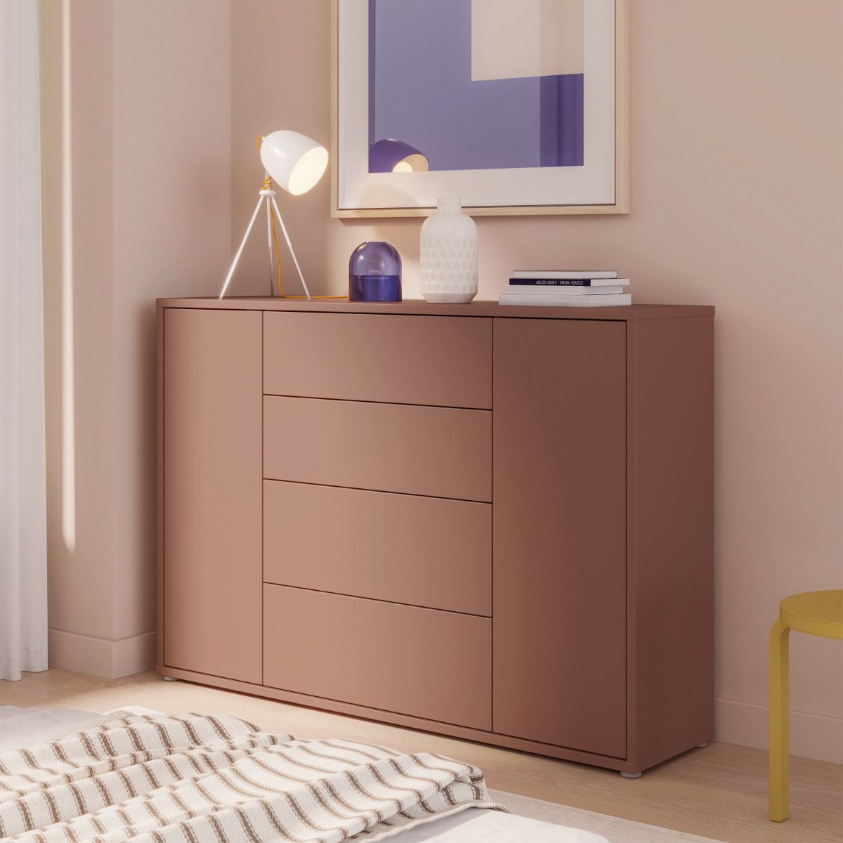 Alice Springs Wide Sideboard with 4 Drawers & 2 Doors with Push-to-Open