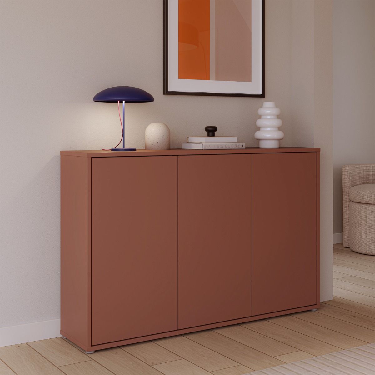 Alice Springs 3 Door Sideboard with Push-to-Open Doors
