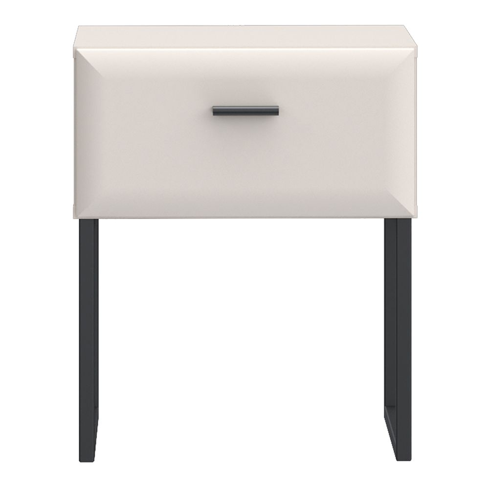 Akihisa Bedside Table with Drawer and Metal Legs in Sand
