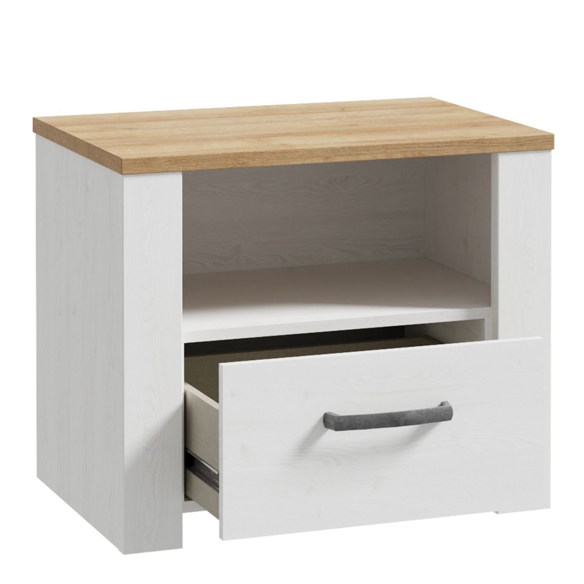 Bohol 1 Drawer Bedside in White/Riviera Brown