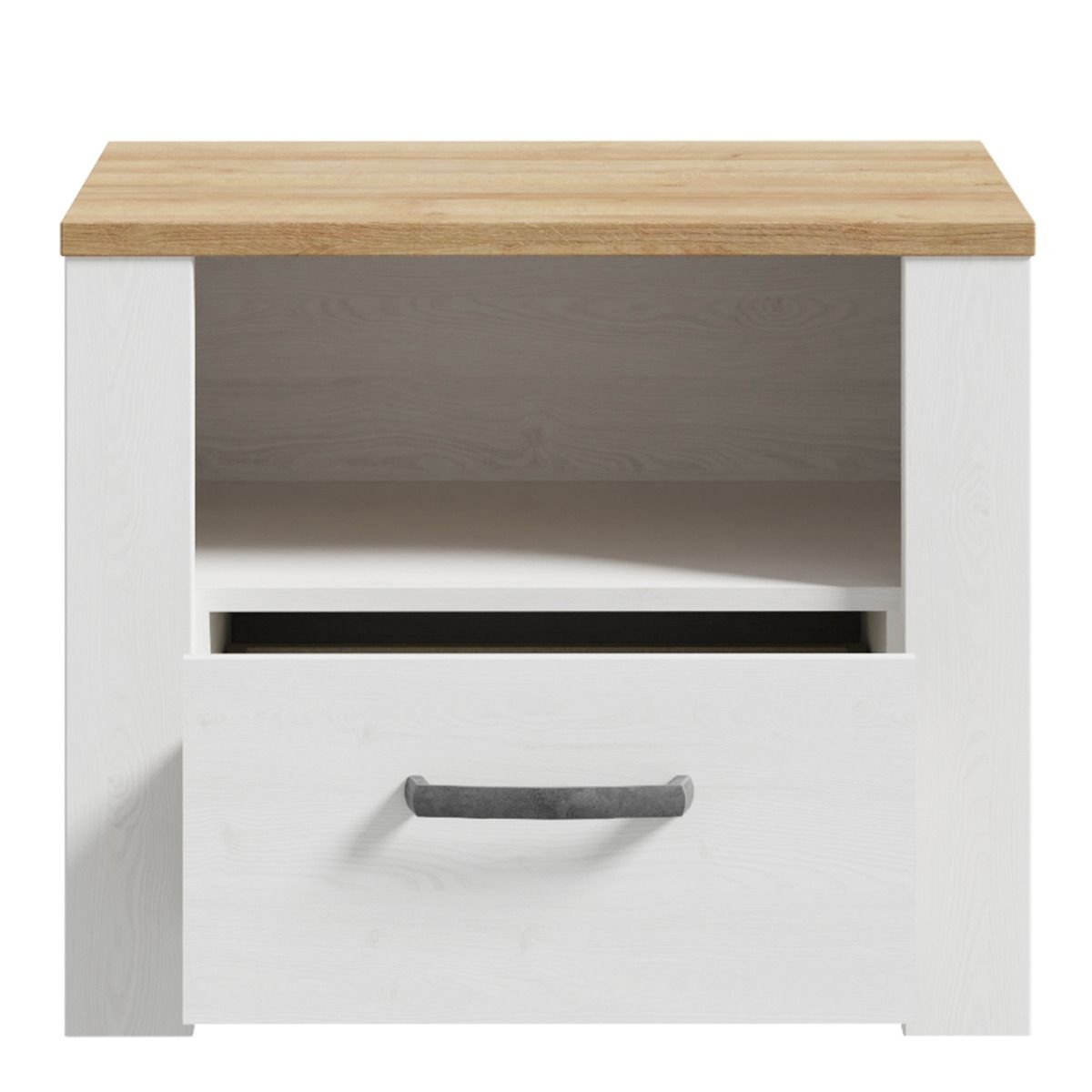 Bohol 1 Drawer Bedside in White/Riviera Brown