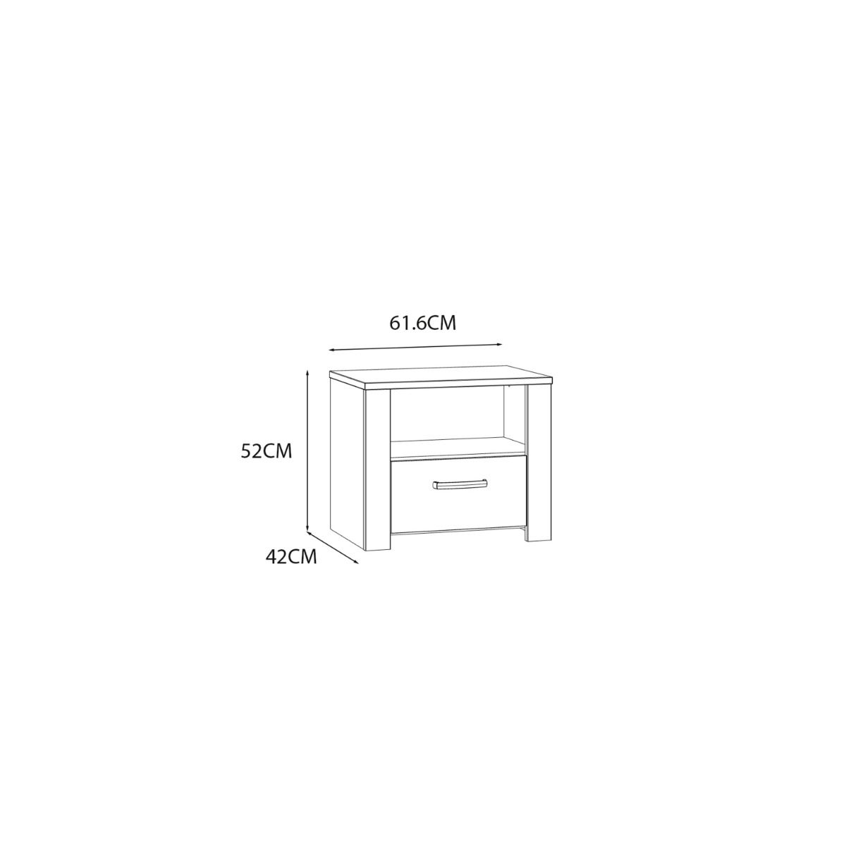 Bohol 1 Drawer Bedside in White/Riviera Brown