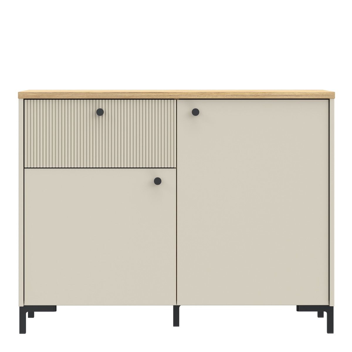 Bixbite Sideboard with Fluted Detail, Drawer & Cupboard in Mauvella Brown and Sand