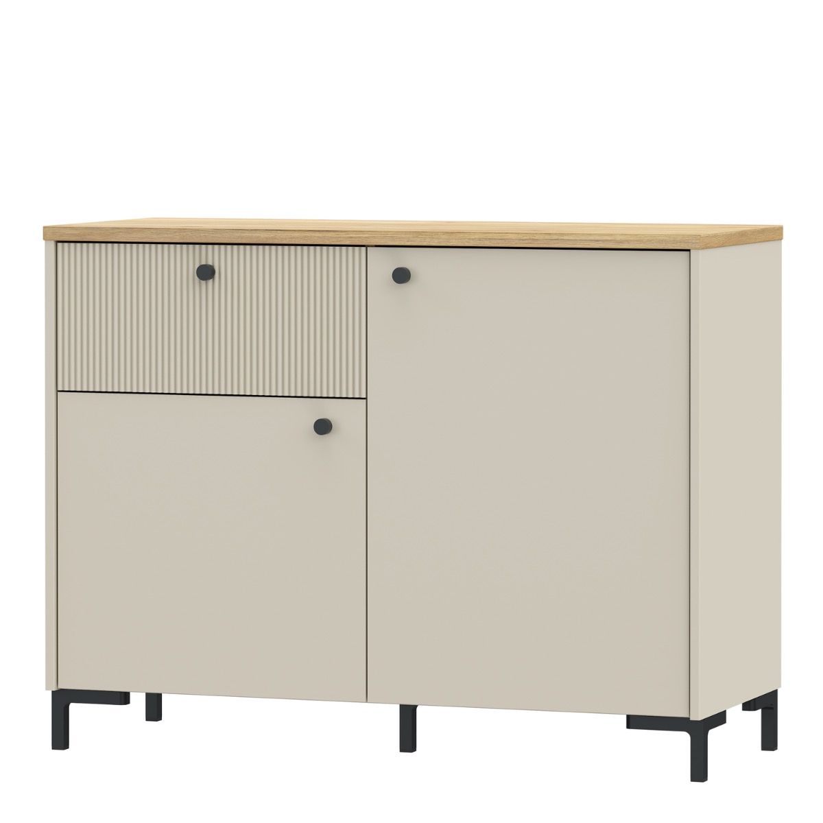 Bixbite Sideboard with Fluted Detail, Drawer & Cupboard in Mauvella Brown and Sand