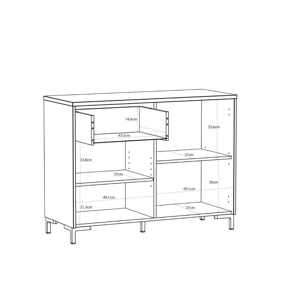 Bixbite Sideboard with Fluted Detail, Drawer & Cupboard in Mauvella Brown and Sand