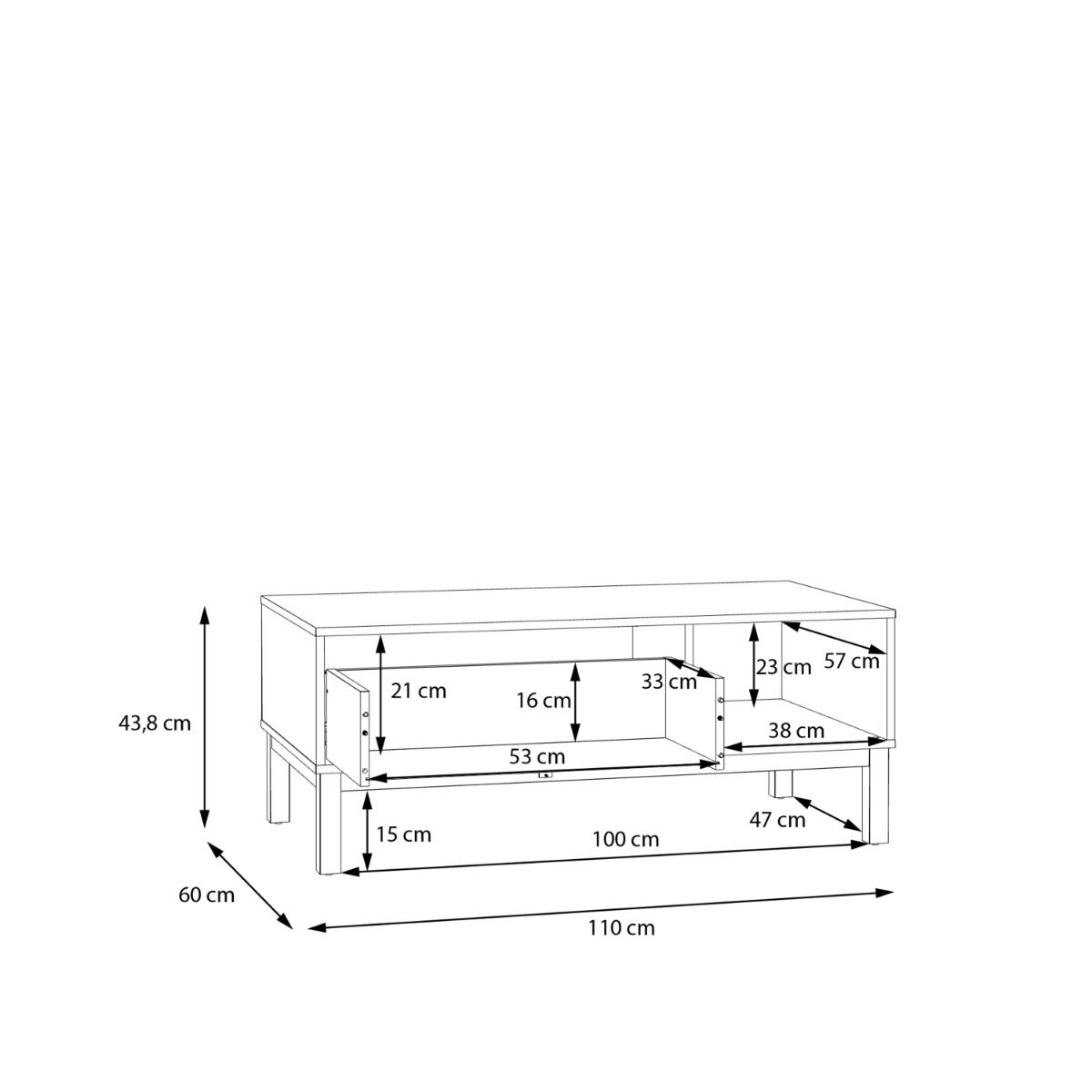 Wensley 1 Drawer Coffee Table in Light Grey and Brown