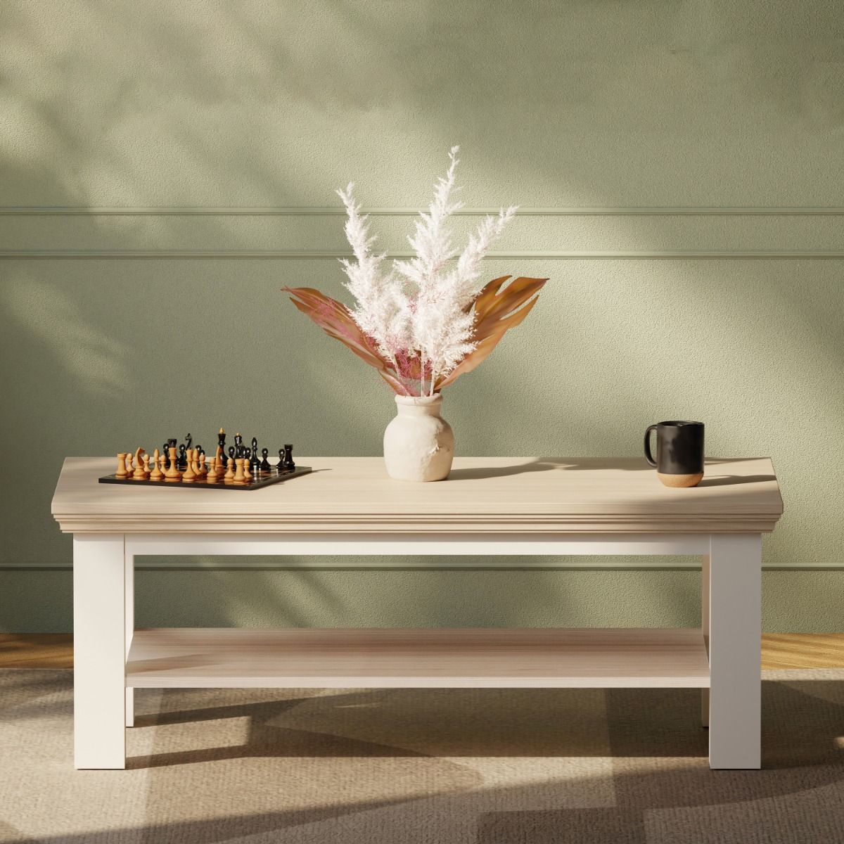 Pontypool Large Rectangular Coffee Table with Shelf