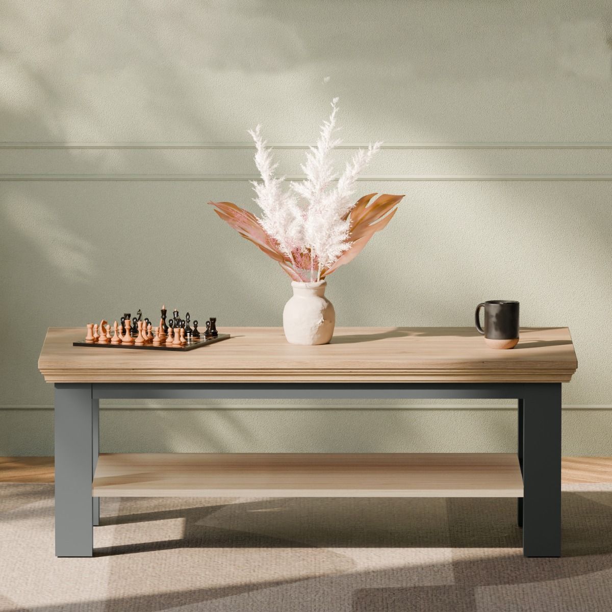 Pontypool Large Rectangular Coffee Table with Shelf