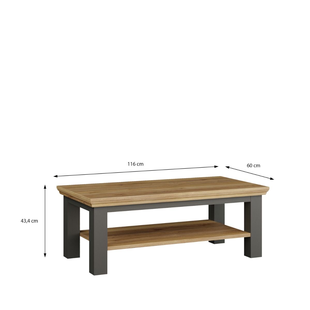 Pontypool Large Rectangular Coffee Table with Shelf