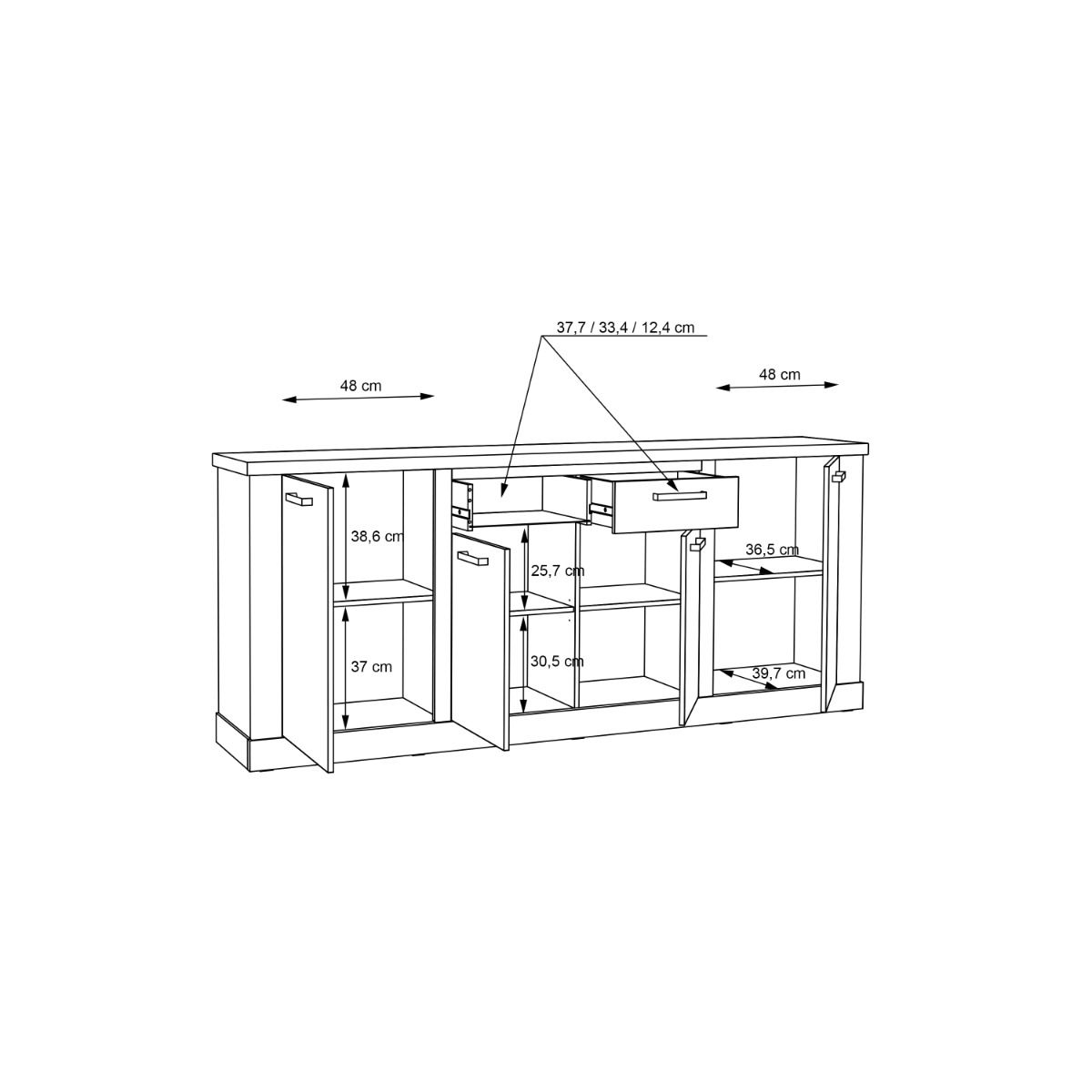 Corona 4 Door 2 Drawer Sideboard in Artisan Brown