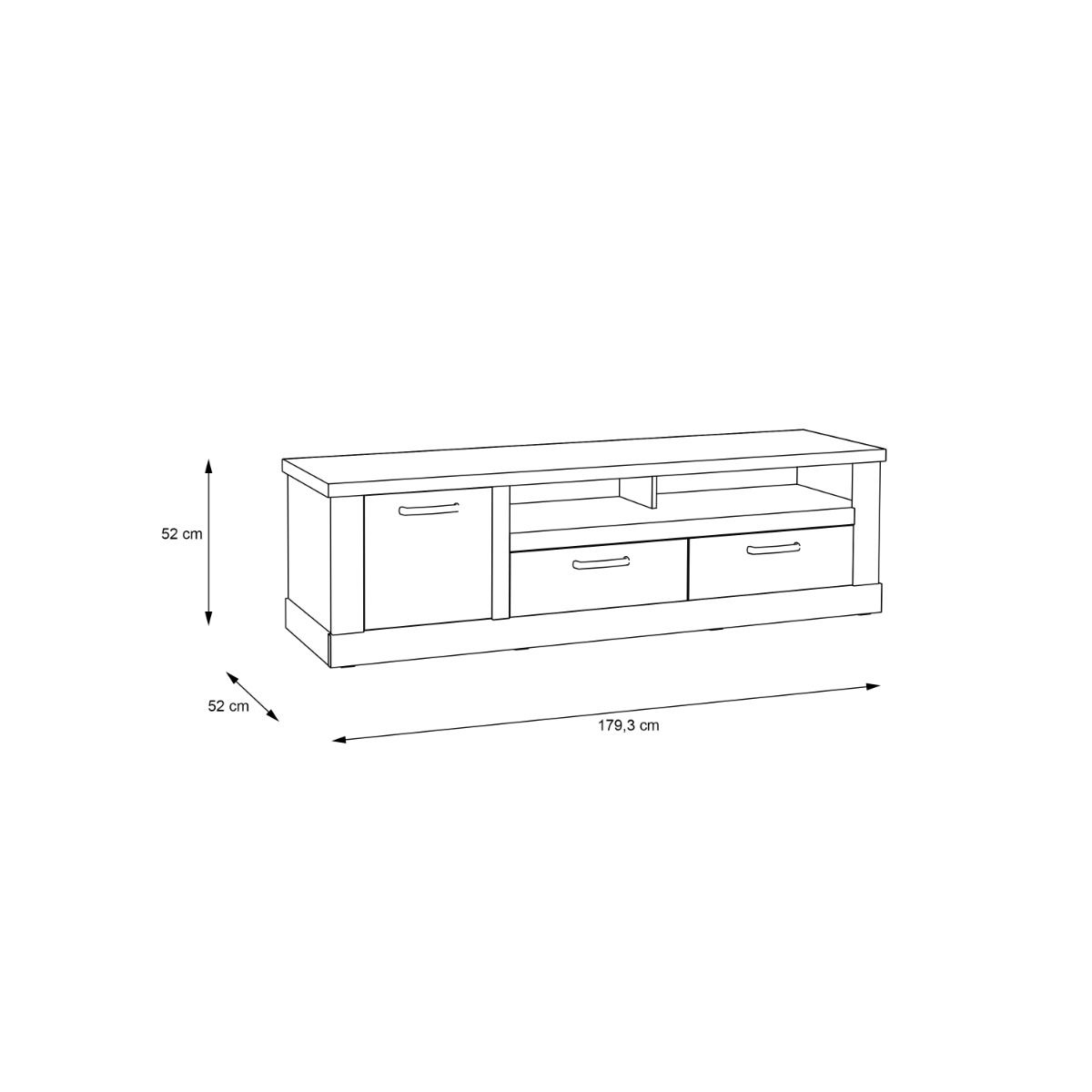Corona 2 Drawer 1 Door TV Unit in Artisan Brown