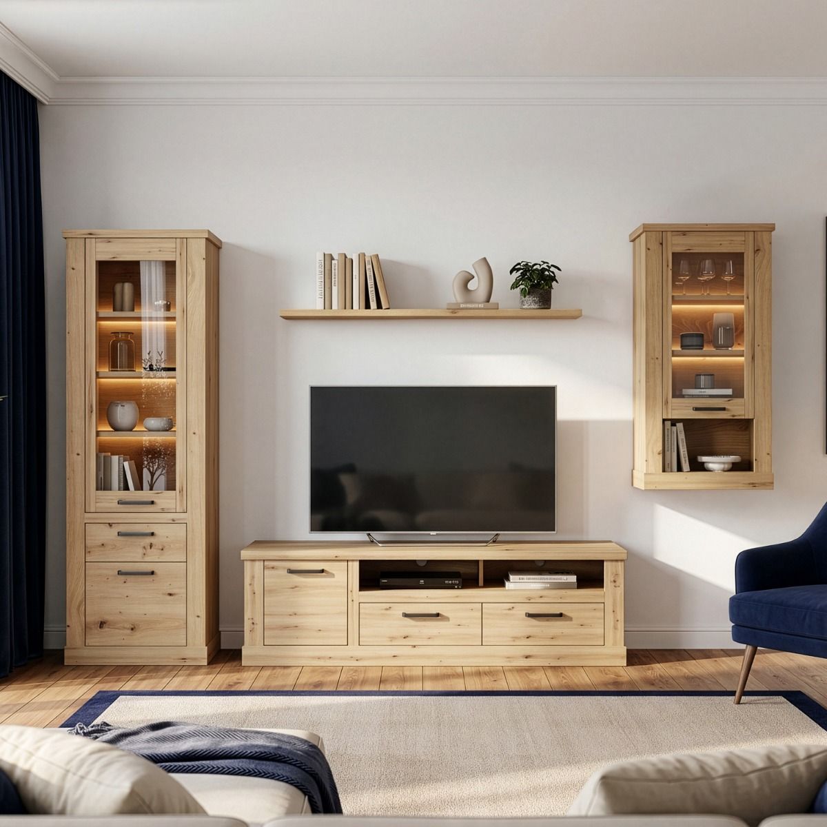 Corona 2 Drawer 1 Door TV Unit in Artisan Brown
