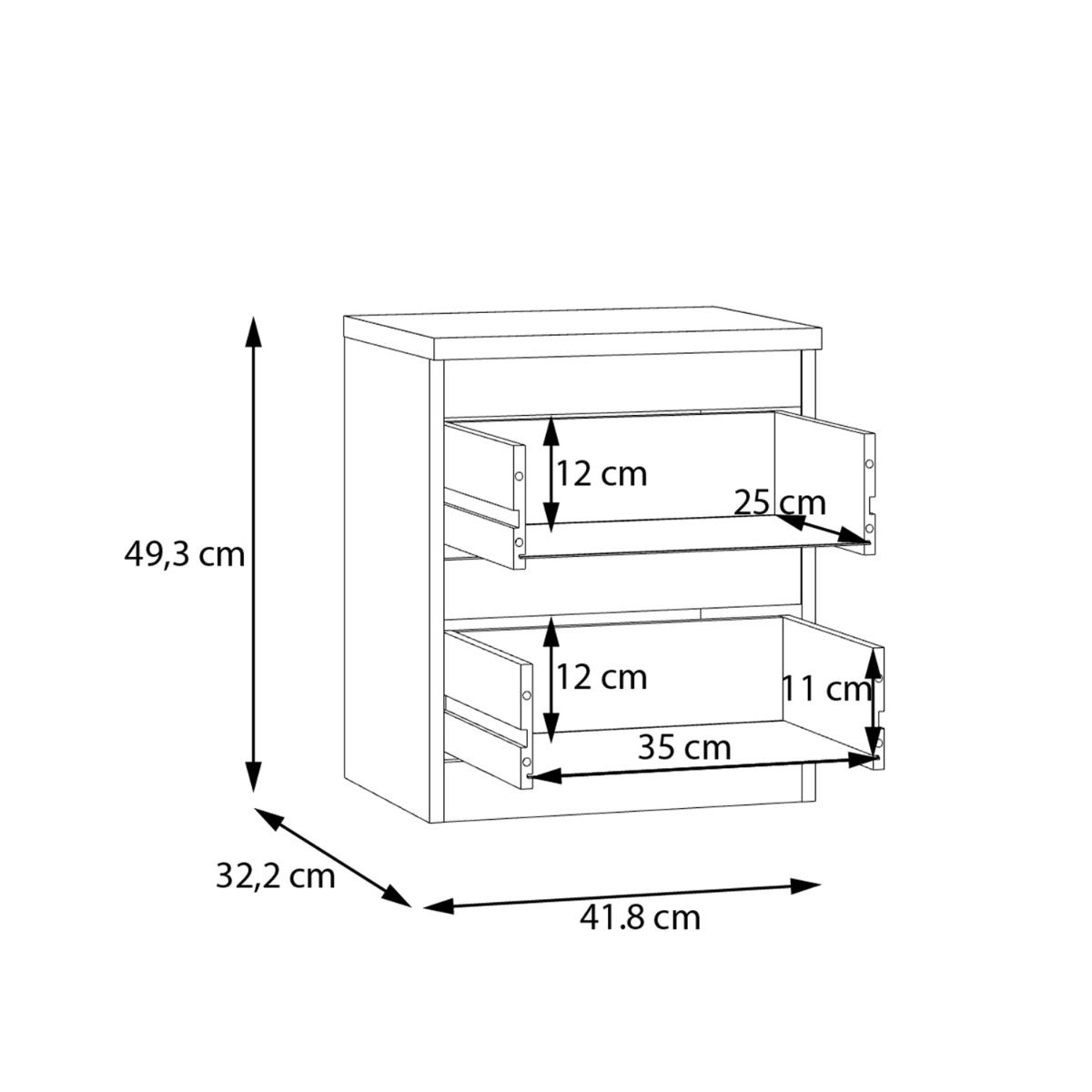 Edmore 2 Drawer Bedside Table