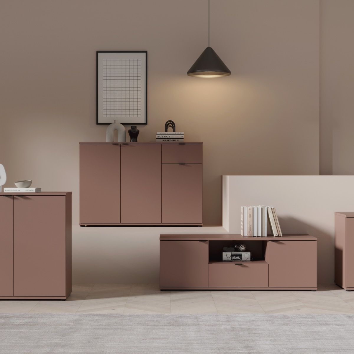 Ganymede Wide TV Unit with Open Shelf, Drawer & 2 Doors