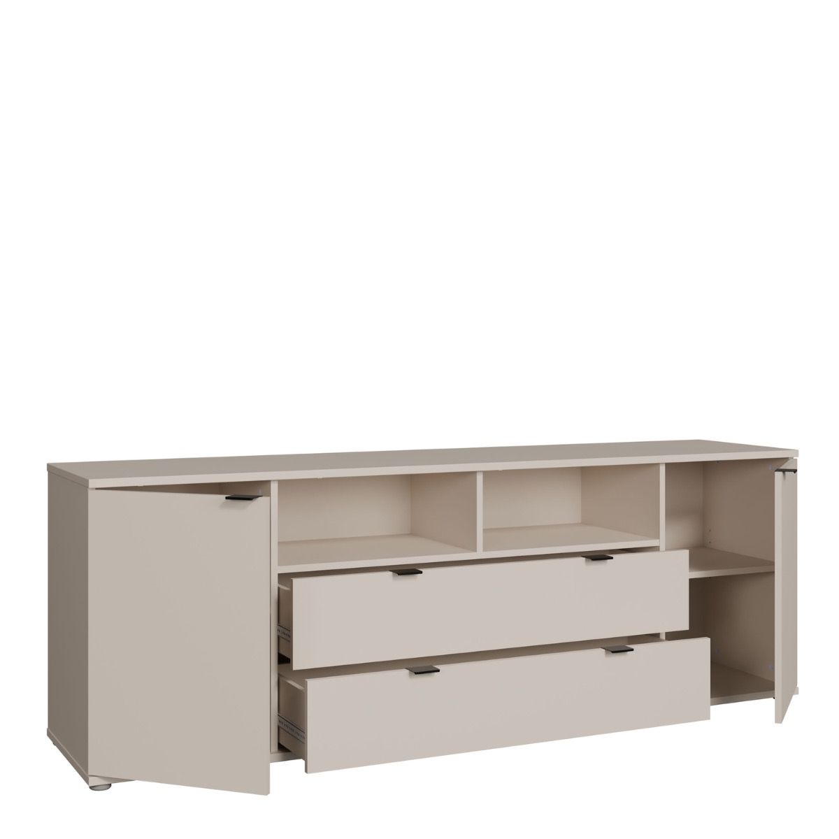 Ganymede Wide TV Unit with Open Shelving, 2 Drawers & 2 Doors