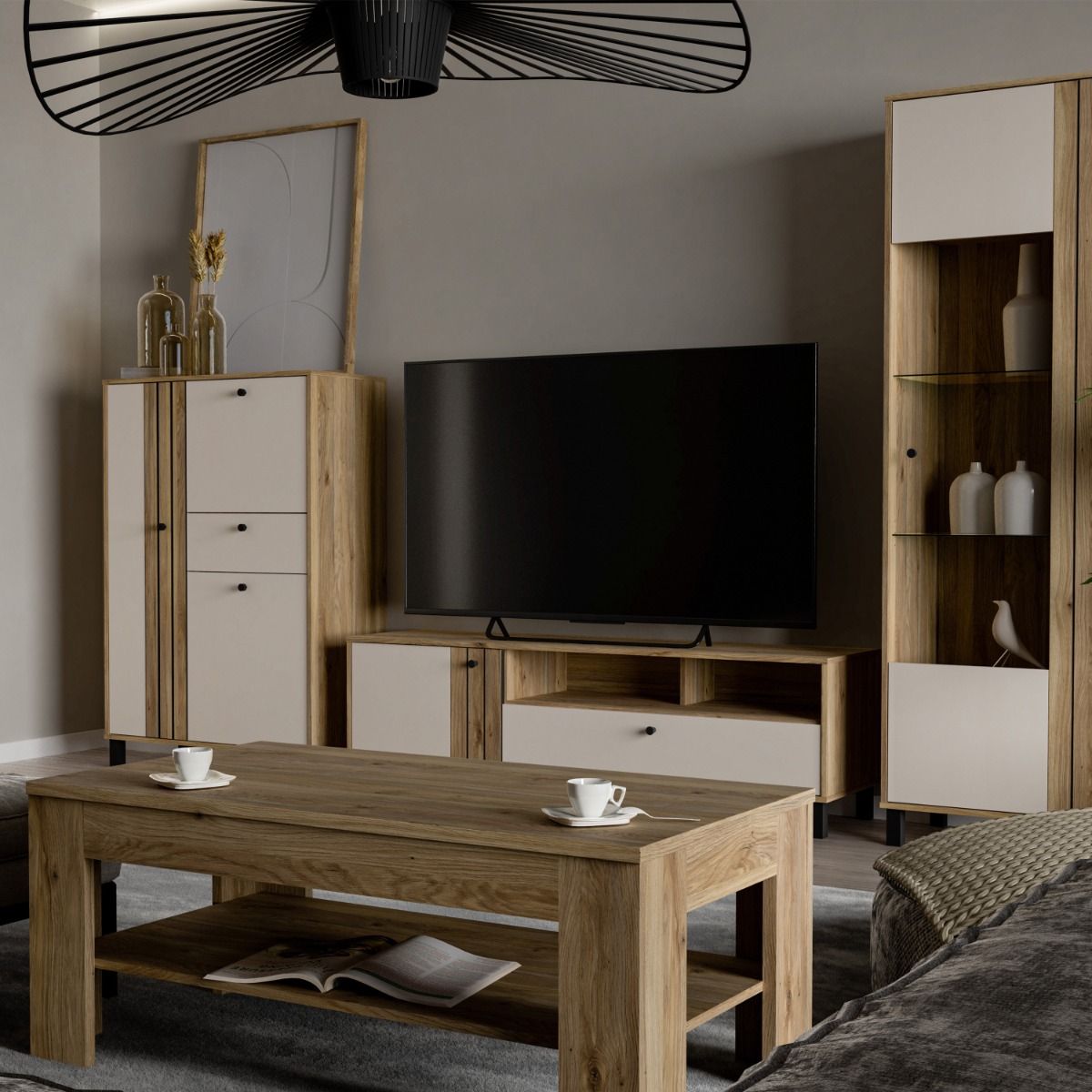 Grafton TV Unit in Cream and Brown