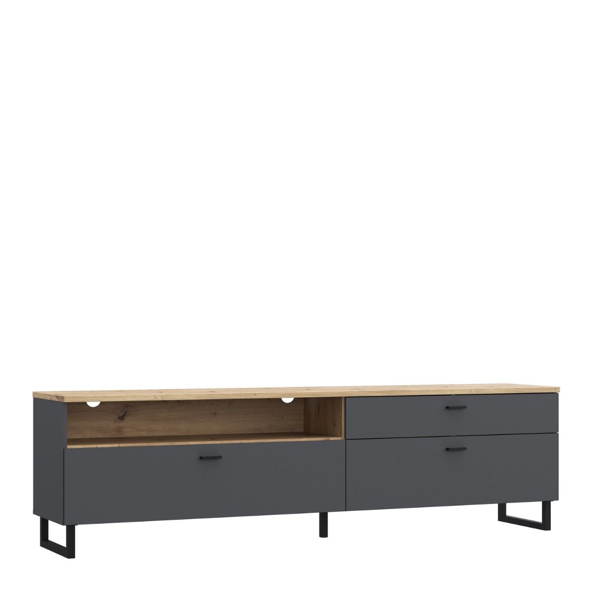 Klara TV Unit with 1 Drawer 2 Flip Doors in Grey and Brown
