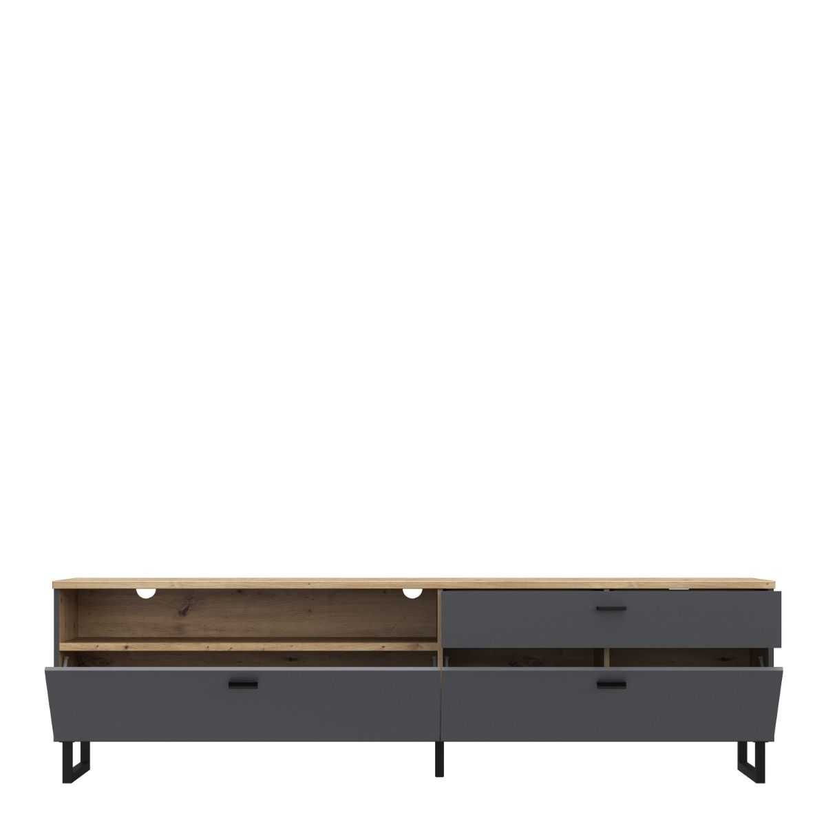 Klara TV Unit with 1 Drawer 2 Flip Doors in Grey and Brown
