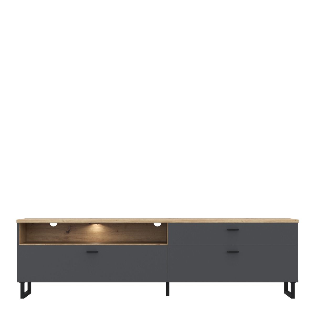 Klara TV Unit with 1 Drawer 2 Flip Doors in Grey and Brown inc LED Lighting