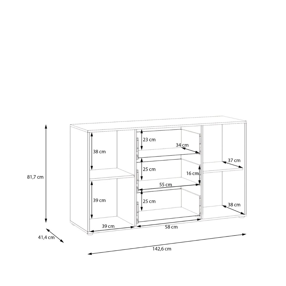 Orkney 3 Drawer Sideboard with 2 Doors in Brown and White Gloss