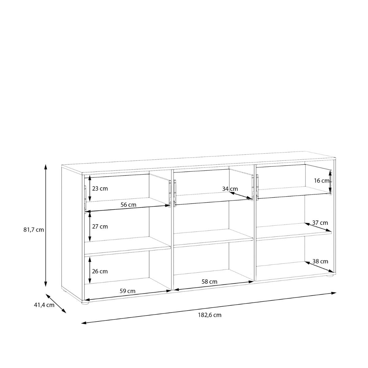 Orkney 3 Drawer Sideboard with 3 Doors