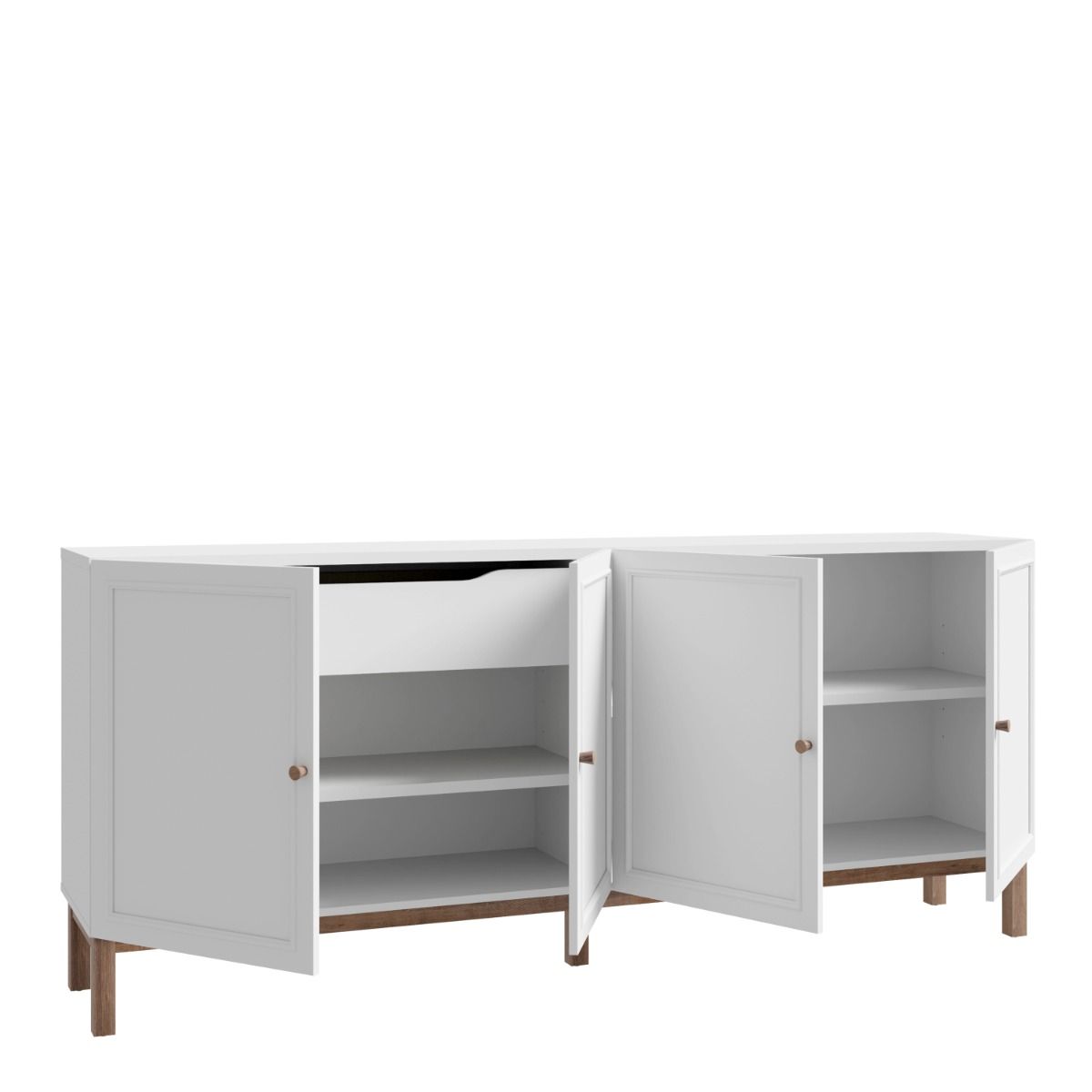 Wensley 4 Door 1 Drawer Sideboard in Light Grey and Brown