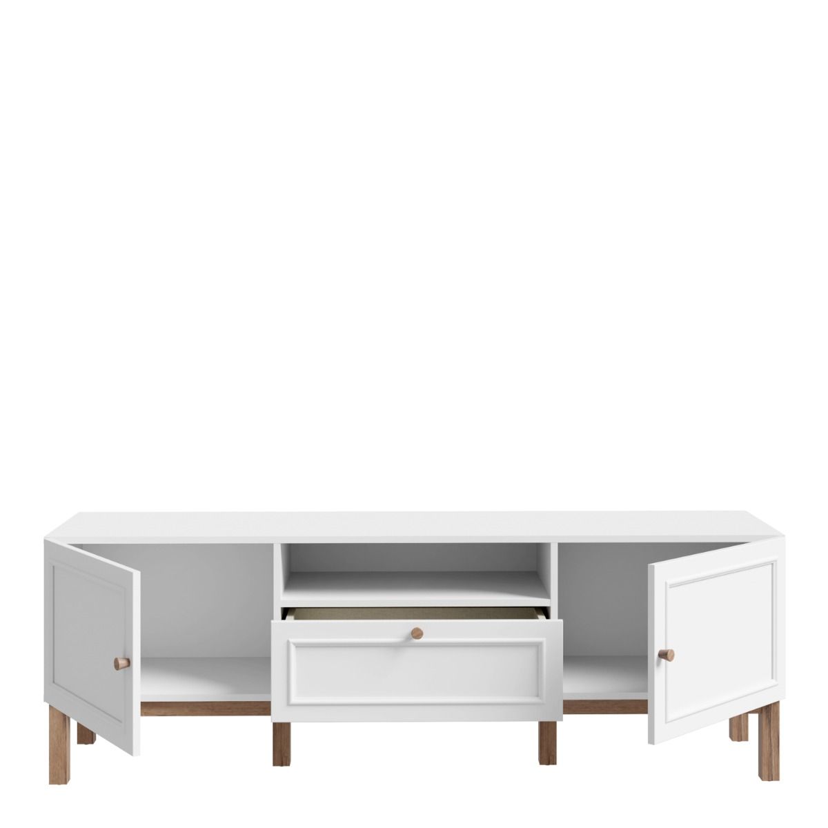 Wensley 2 Door 1 Drawer TV Unit in Light Grey and Brown