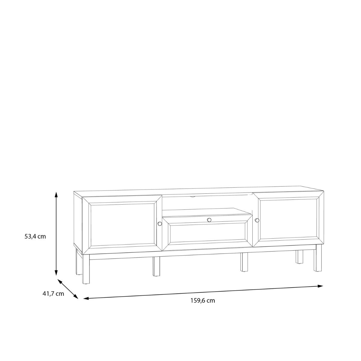 Wensley 2 Door 1 Drawer TV Unit in Light Grey and Brown