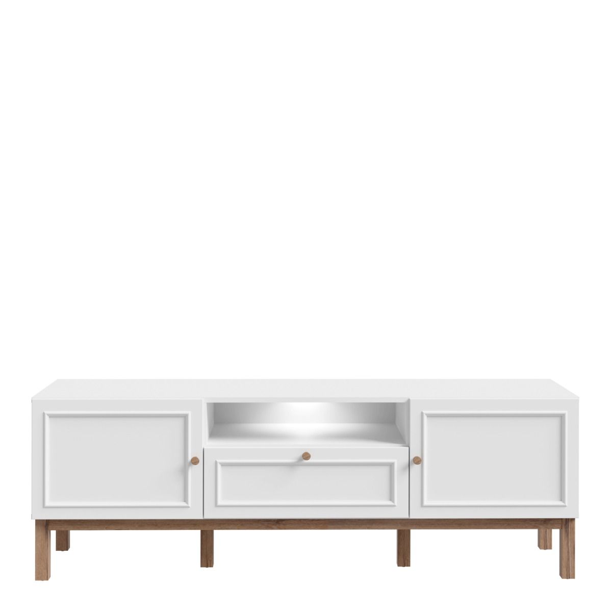 Wensley 2 Door 1 Drawer TV Unit in Light Grey and Brown inc LED Lighting